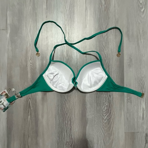 NWT Luli Fama mermaid crossing costa buena seamless plunge bikini top size large - Picture 4 of 5